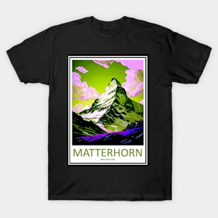 Matterhorn Mountain Switzerland Travel and Tourism Advertising Print T-Shirt